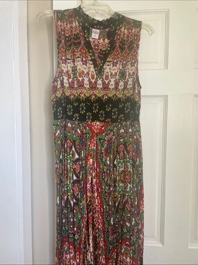 Bila Multicolor Sleeveless V-Neck Maxi Dress - Black Trim